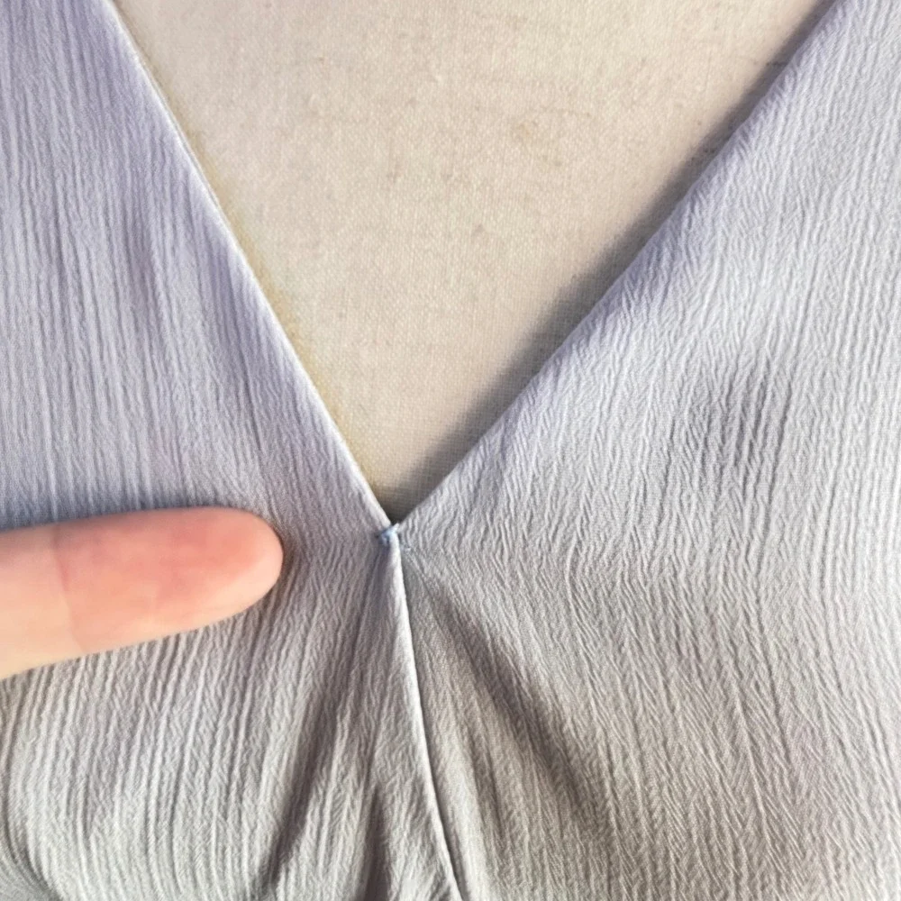 Romantic Wrap Midi Dress WAYF M Lavender Blue Crepe Cottage Soft Ethereal Fairy